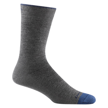 Darn Tough Lifestyle Sock in gray with a blue toe